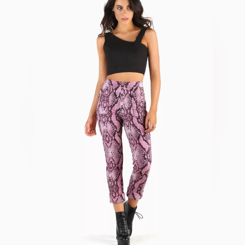 Blackmilk pink serpent cuffed pants worn once snakeskin print leggings